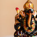 Black Obsidian Ganesh Ji with Meenakari Detailing