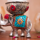 Elephant bowl with Tangerine Quartz and Lapis Lazuli Details