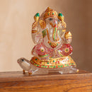 Ganesh Ji carved in Rose Quartz seated on a Turtle