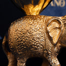 Gold-Plated Elephant with a Flower-Shaped Bowl on Its Back