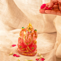 Miniature Rose Quartz Ganesh Ji