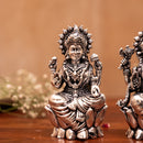 Premium Hand-Carved Silver-Plated Laxmi Ganesh Statue