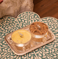 Premium Hand-Etched Indian Sweet Serving Containers set of 2