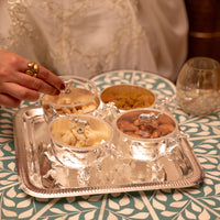 Premium Silver-Plated Elephant and Peacock Dry Fruit Bowl set of 4 with Tray