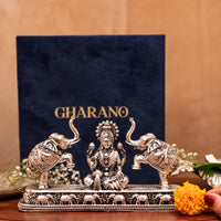 Premium Silver-Plated Gaja Lakshmi Statue