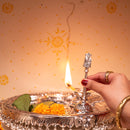 Premium Silver-Plated Ghungroo Pooja Thali Set with Elephant Base