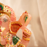 Rose Quartz Ganesha with Meenakari Accent