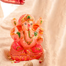 Rose Quartz Ganesha with Meenakari Accent