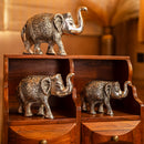 Silver-plated elephant set of 3